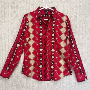 Lauren Ralph Lauren Southwestern Aztec Button Up Shirt Sz M Western Old Money